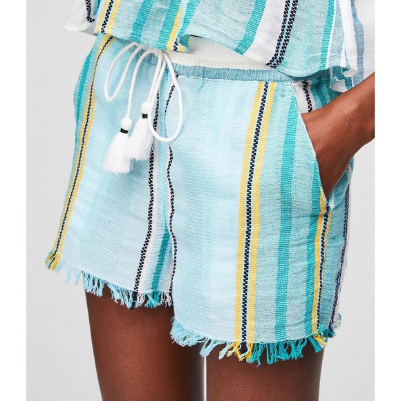LOFT Beach Striped Frayed Drawstring Short XXL NEW - Picture 2 of 10
